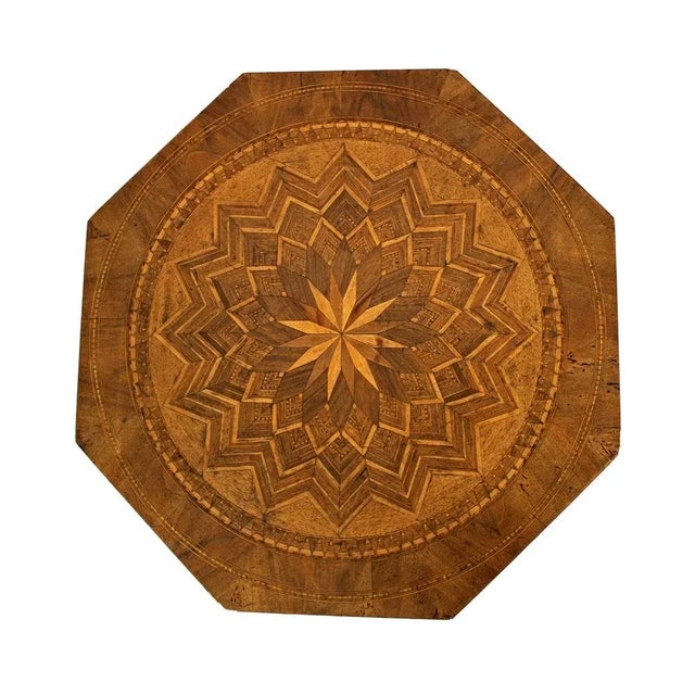 Brown Octagonal Center Table with Inlays from Rolo, 19th Century For Sale - Image 8 of 12