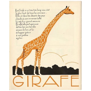 1930s French Art Deco Giraffe Giclée Print For Sale