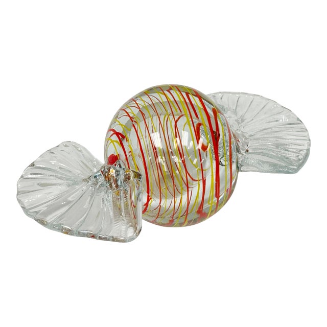 Oversized Vintage Murano Style Wrap Glass Candy For Sale