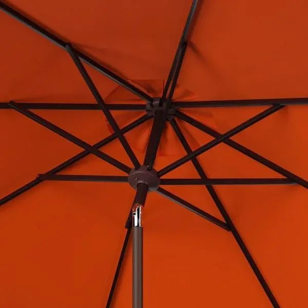 Safavieh Outdoor UV Resistant Ortega 9 ft Auto Tilt Crank Umbrella - Orange For Sale - Image 4 of 5