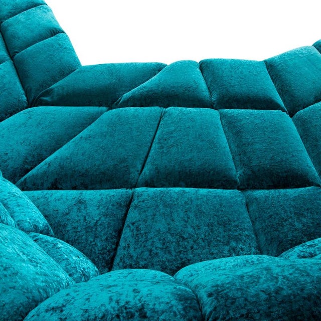 Textile Fabric Corner Cloud 7 Sofa in Blue Turquoise from Bretz For Sale - Image 7 of 14
