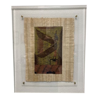 1980s "Goddess with Wings" Egyptian Revival Style Print, Framed in Plexiglass For Sale