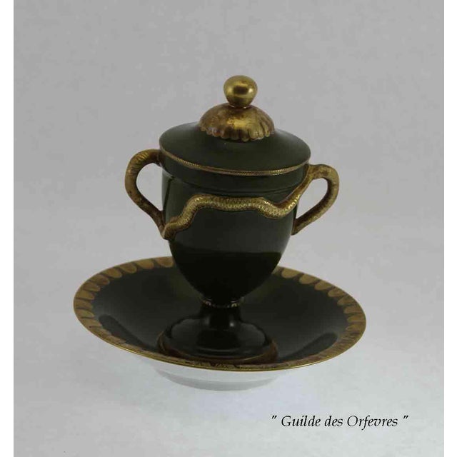 1990s Vintage/New KPM Collectors Serpent Handles Cup With Lid & Saucer With Bacchus & Ariadne Painting For Sale - Image 10 of 15