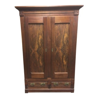 Late 1800's Solid Mahogany Wardrobe For Sale