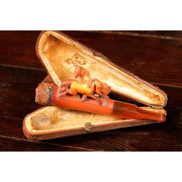 Vintage 1910s Carved Horses Genuine Meerschaum Tobacco Pipe For Sale - Image 4 of 4