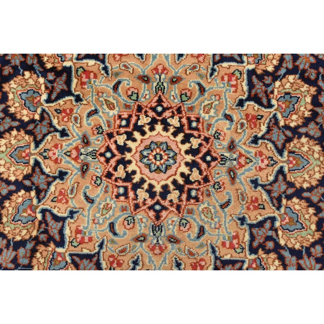 Kerman Rug 9’9” X 13’8” Blue Wool Vintage Traditional Hand-Knotted Carpet For Sale - Image 10 of 15