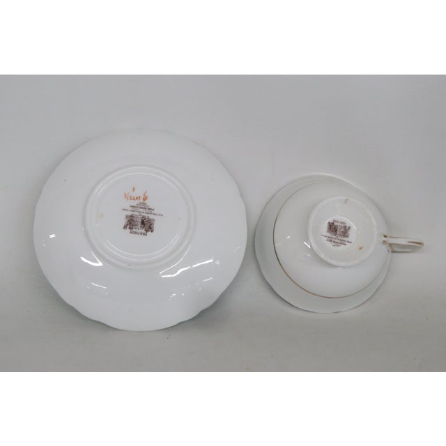 Paragon Teal Blue Floral Bone China Set of Tea Cup and Saucer 4657b For Sale - Image 9 of 11