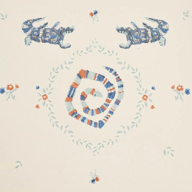 Modern Sample - Schumacher X Backdrop Reptilia Wallpaper in Warm Blue For Sale - Image 3 of 4
