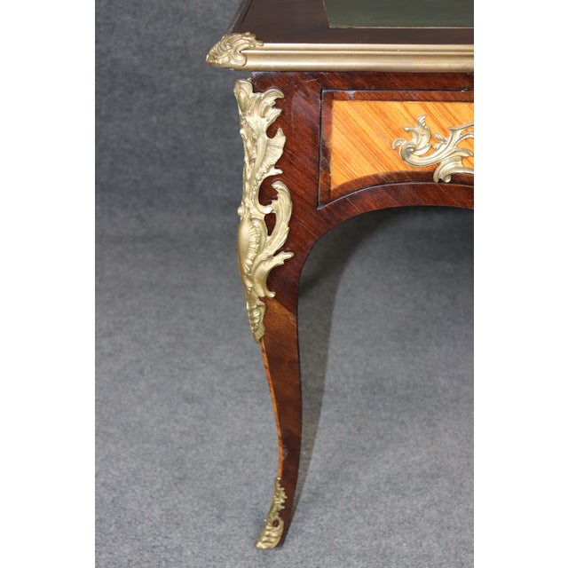 Louis XV Style Brass Mounted Leather Top Partners Desk For Sale - Image 15 of 17