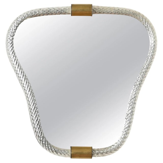Mirror in Blown Murano Glass and Brass from Barovier, Italy, 1940s For Sale - Image 13 of 13