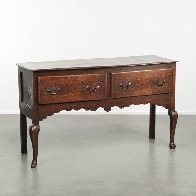 Antique English Oak Dresser with Brass Handles, 1700s For Sale - Image 11 of 11