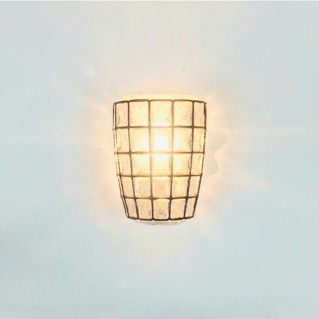 1960s 1960s Pair of Mid-Century Modern Glass Wall Lights/Sconces From Limburg, Germany For Sale - Image 5 of 9