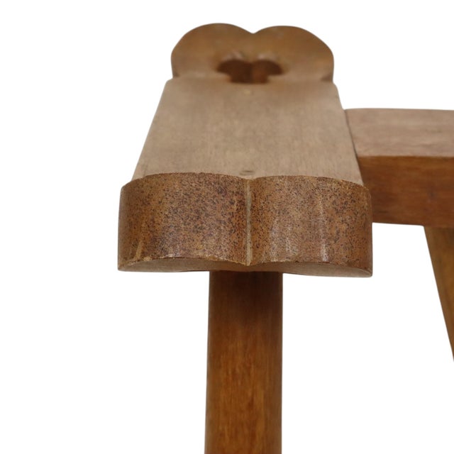 Brown Mid-Century Modern Spanish Brutalist Tripod Chair in Oak For Sale - Image 8 of 14