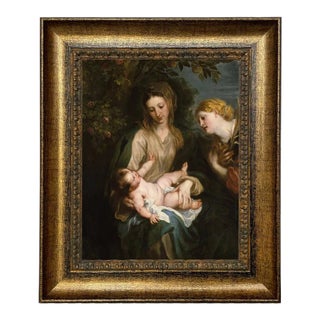 Virgin Mary and Child With St. Catherine Print on Canvas 11x14", Framed For Sale