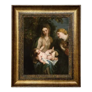 Virgin Mary and Child With St. Catherine Print on Canvas 11x14", Framed