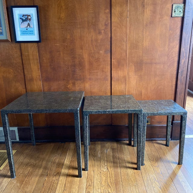 Gumps Gumps Black Gold Lacquer Nesting Tables - Set of 3 For Sale - Image 4 of 13