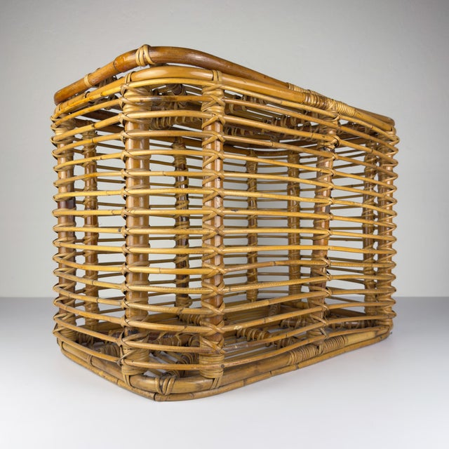 Vintage Rattan Basket, Italy, 1960s For Sale - Image 10 of 18