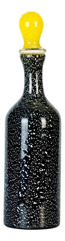 Vintage Black and White Spotted Bottle by Jean Mell Murano, Italy, 1970s