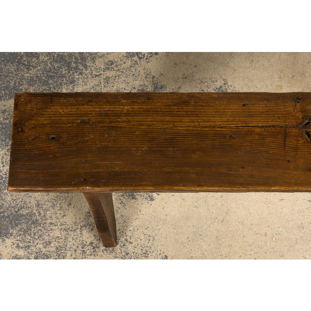 Late 19th Century Late 19th Century French Provincial Rustic Pine Farmhouse Bench For Sale - Image 5 of 14
