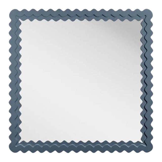 Fleur Home Carnival Chaos Square Mirror in Bachelor Blue, 30x30 For Sale