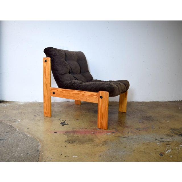 Vintage Brutalist Corduroy Lounge Chair, 1970s For Sale - Image 9 of 10