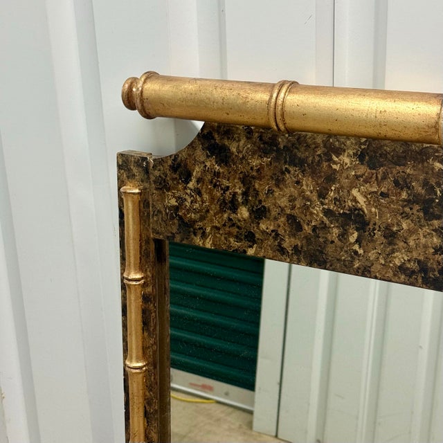 Vintage Palm Beach Regency Faux Bamboo Parcel Gilt Faux Tortoiseshell Wall Mirror - Newly Painted For Sale In Mobile - Image 6 of 12