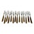 Vintage Japanese Mid-Century Stainless & Wood Cocktail Forks — Set of 12 For Sale
