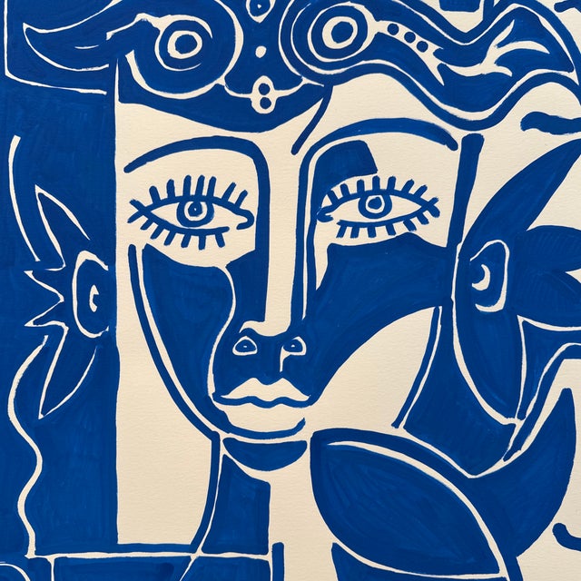 Blue Lady Original Painting by Mauro Bergonzoli For Sale - Image 9 of 9