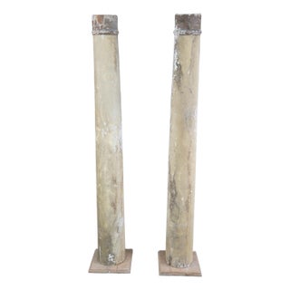 Antique Architectural Reclaimed Salvaged Decorative Columns Distressed Wood 67" For Sale