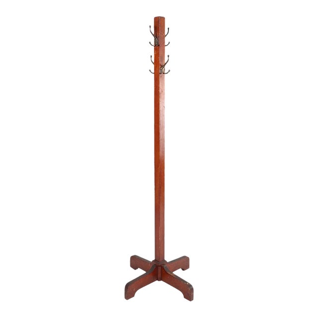 19th Century Oak Free Standing Coat Rack For Sale