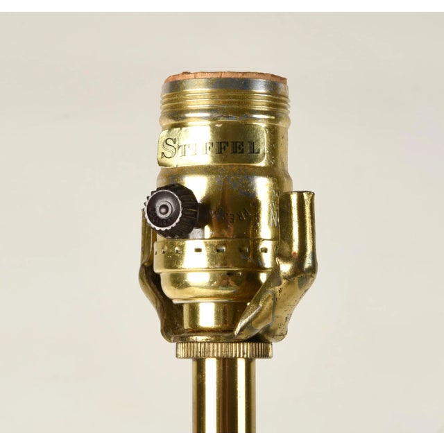 Original Bottle Form Pottery Brass Stiffel Striped Lamp For Sale - Image 9 of 11