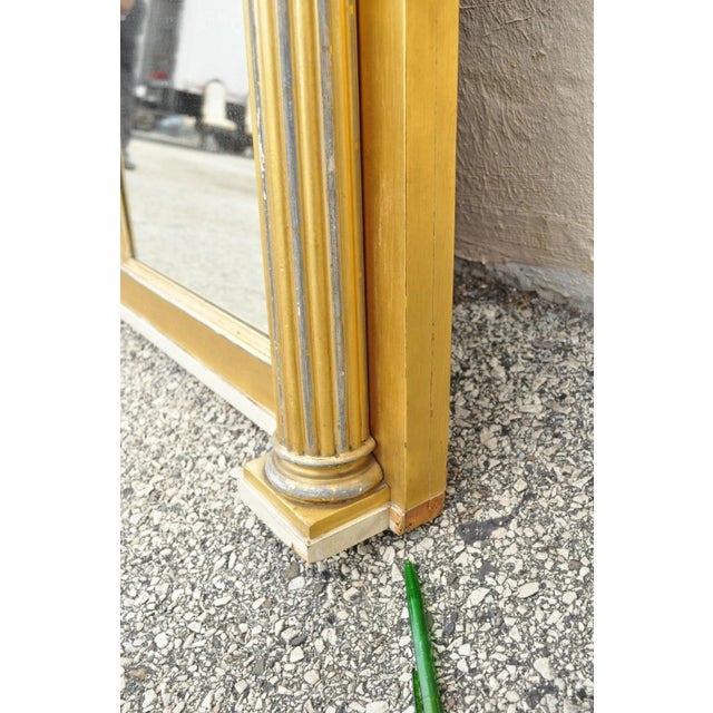 Antique Large 83" Victorian Gold Giltwood Figural Triple Overmantle Mirror For Sale - Image 11 of 12