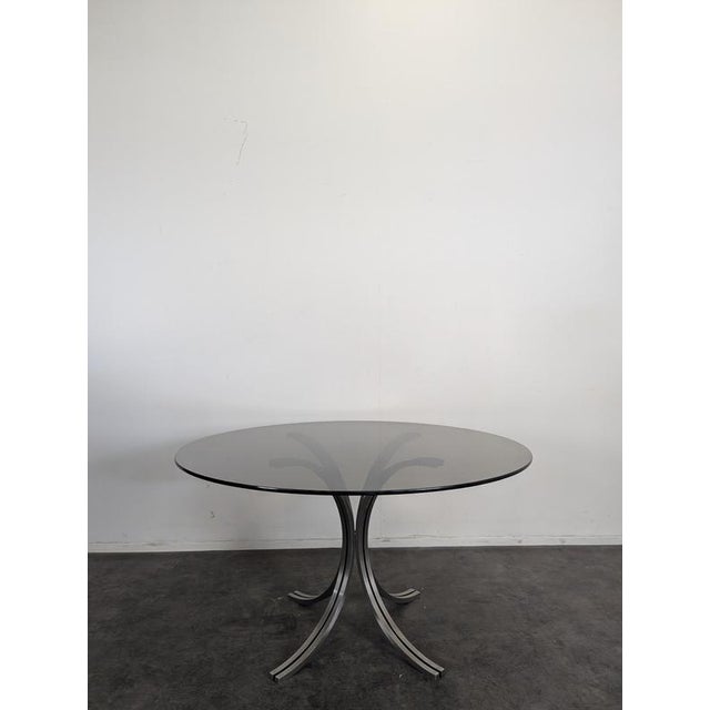 Space Age Table with Smoked Glass Top and Chrome Base, 1970s For Sale - Image 4 of 10