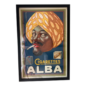 Mid 20th Century Belgian “Cigarettes Alba” Stone Lithograph Poster - Framed