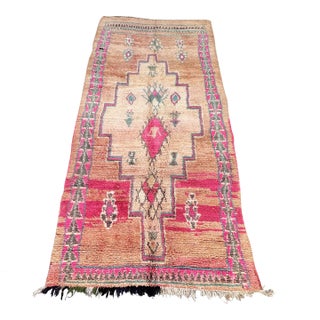 1980s Pink Moroccan Vintage Rug - 5'9" X 12'1" Ft For Sale