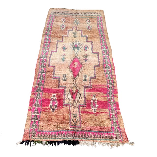 1980s Pink Moroccan Vintage Rug - 5'9" X 12'1" Ft For Sale
