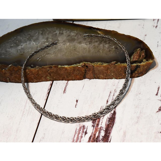 Vintage Artisan Made Woven Sterling Silver Choker Collar Timeless piece. Handmade by weaving sterling silver wires...