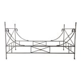 French European Campaign Style Forged Iron and Brass Daybed For Sale