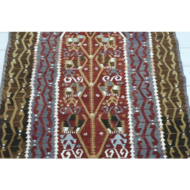 Vintage Turkish Kilim Flat Weave Rug For Sale - Image 10 of 11