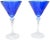Vintage Blue Crystal-Cut Flutes, S/2 For Sale In New York - Image 6 of 6
