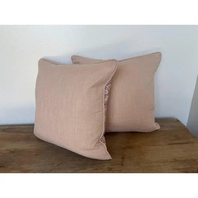 Brick Red Baroque Pillows by Melissa Levinson, Fortuny-Style Cotton, Italy For Sale - Image 8 of 8