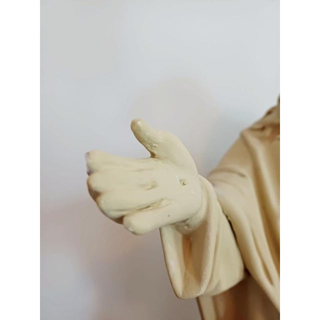 Large French Plaster Sacred Heart of Jesus Statue, 20th Century For Sale - Image 3 of 7