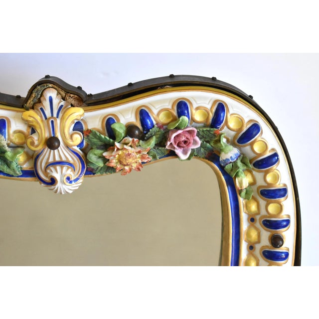 C. 1850 German Porcelain Vanity Mirror With Candle Holders For Sale In San Francisco - Image 6 of 12