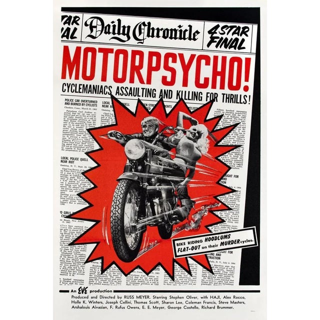 Motorpsycho Original Vintage US One Sheet Movie Poster, 1965 For Sale - Image 4 of 4