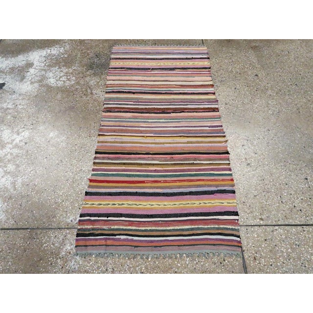 Mid-Century Modern Galerie Shabab Collection Mid-20th Century American Rag Throw Rug For Sale - Image 3 of 7