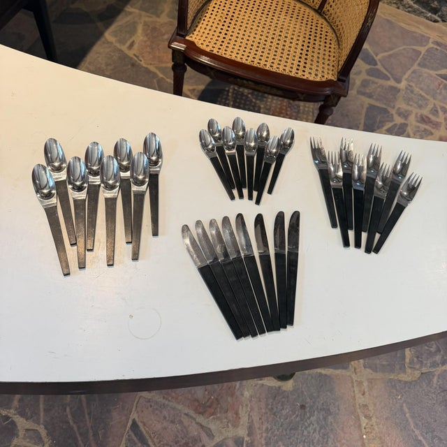 Stanley Roberts Japan Flatware Set, Carl Aubock Era Mid Century Modern For Sale - Image 14 of 14