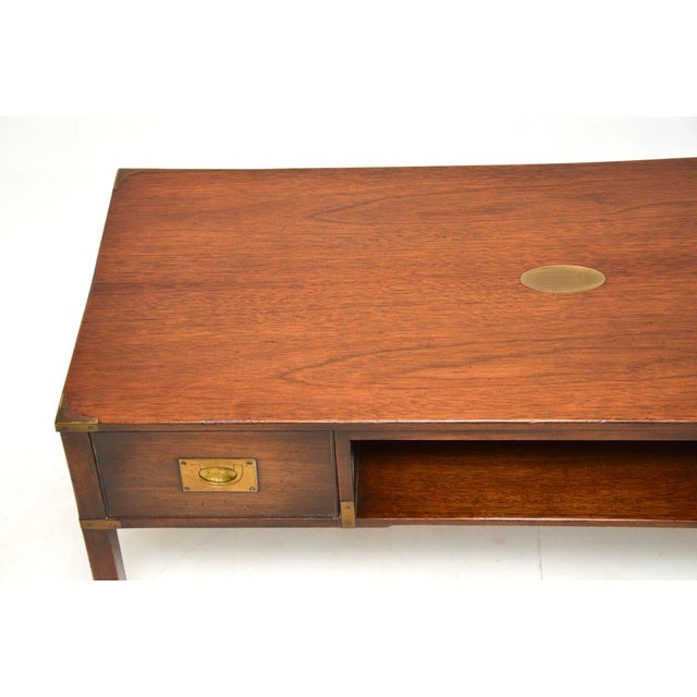 Wood Antique Military Campaign Coffee Table, 1950s For Sale - Image 7 of 11