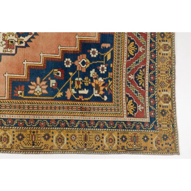 1960s Vintage Turkish Area Rug, Hand-Knotted Wool, Traditional Anatolian Medallion Design For Sale - Image 5 of 10