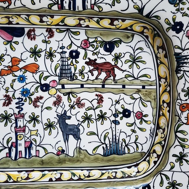 Williams-Sonoma Portuguese Nazari Hand-Painted Folkloric Earthenware Platter For Sale In Las Vegas - Image 6 of 9