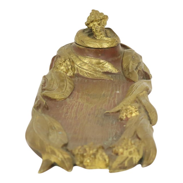20th Century Art Nouveau Gilded Bronze Inkwell Pen Holder, 1890s For Sale - Image 13 of 18